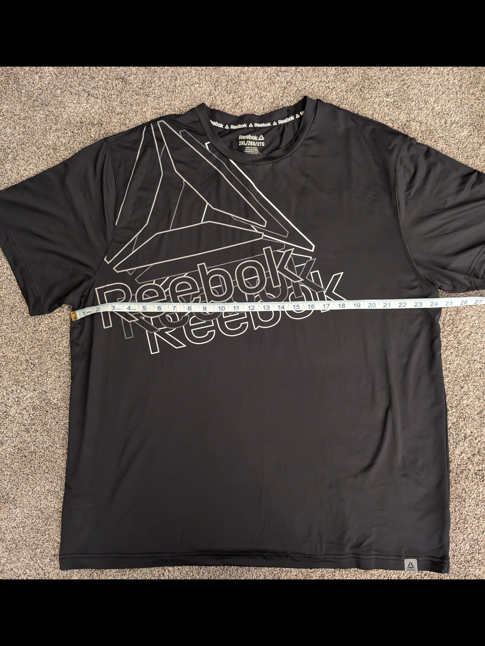 Reebok Men’s Black Short-Sleeve Logo Graphic Tee Size 2XL